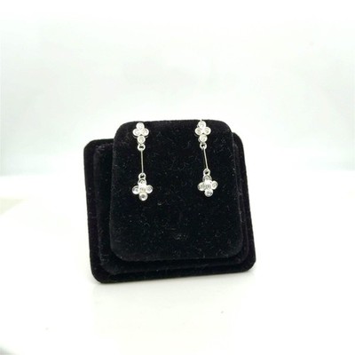 Diamant Ohrhänger 14K Weißgold 0,20 ctw Blume Hänger