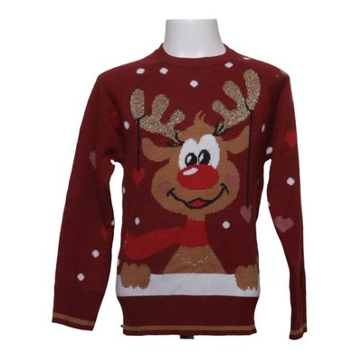 Finally Christmas, Weihnachtspullover, Größe: 122/128, Rot/Weiß/Mehrfarbig #rBv
