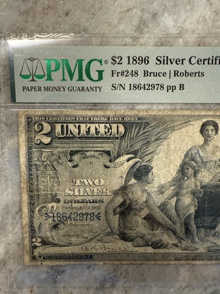 1896 $2 Educational Series Silver Certificate Fr#248 PMG 15 Choice Fine - Image 2 of 4