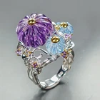 Unique Design 24 ct Natural Amethyst Ring 925 Sterling Silver Size 8 /R475089