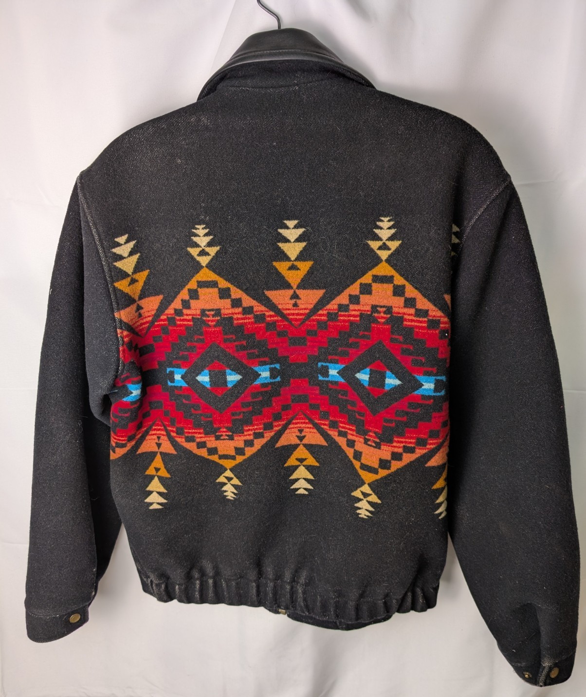 Pendleton Southwestern Aztec Wool Jacket Leather … - image 2