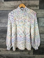 ASOS Womens Jumper Size Medium Rainbow Pastel High Neck Chunky Sweater