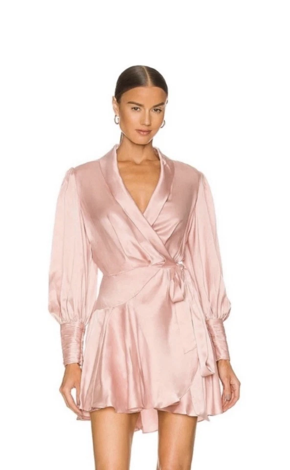 Mini vestido envolvente Zimmermann satinado seda Zimmerman talla 3 en color rosa rubor Foto 4 de 4