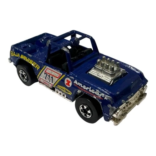 Vintage 1973 Mattel Hot Wheels Baja Bruiser Black Wall Truck Hong Kong Blue