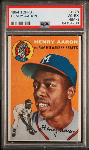 1954 Topps HANK AARON ROOKIE PSA 4 VG-EX MK (NO CREASES) Newly Graded #128 RC
