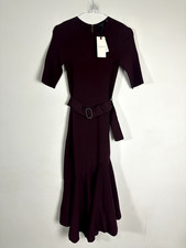 TED BAKER DRESS NEW SOMALEE Burgundy Plum Red Wiggle Flare Knit 6 12 14