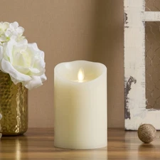 Luminara Indoor Flickering Moving Flame Portable LED Candle, Ivory - 3" x 4.5"