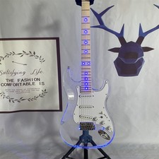 Acrylic Body Blue LED Electric Guitar Solid Body SSS Pickup Maple Fretboard