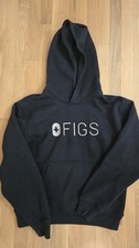 NWT FIGS Off Shift Logo Hoodie Sweatshirt Black Women's Small Pullover A01002