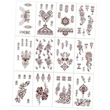 Henna Tattoo 12 Sheets Red Brown Henna Temporary G- Red Brown Henna Tattoos