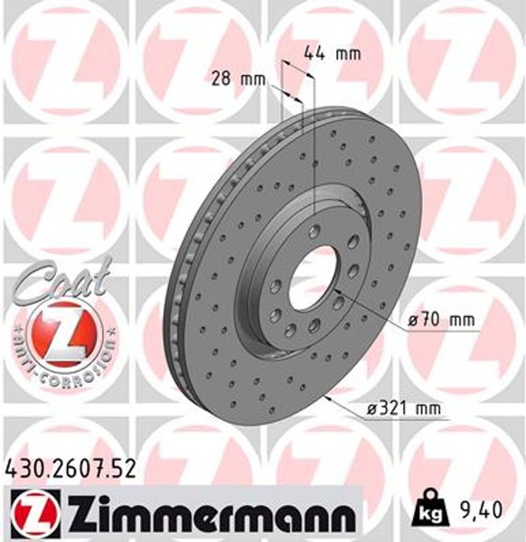 2X Bremsscheibe Sport Z Zimmermann 430.2607.52 FüR Opel Astra Zafira Family A05-image