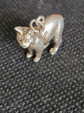 Vintage Sterling Silver  925 CAT Charm - Solid 6 Gram In Weight