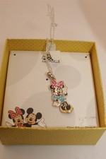DISNEY MINNIE MOUSE NECLACE, RHINESTONES, SILVER PLATED, BLUE DRESS CHILDREN