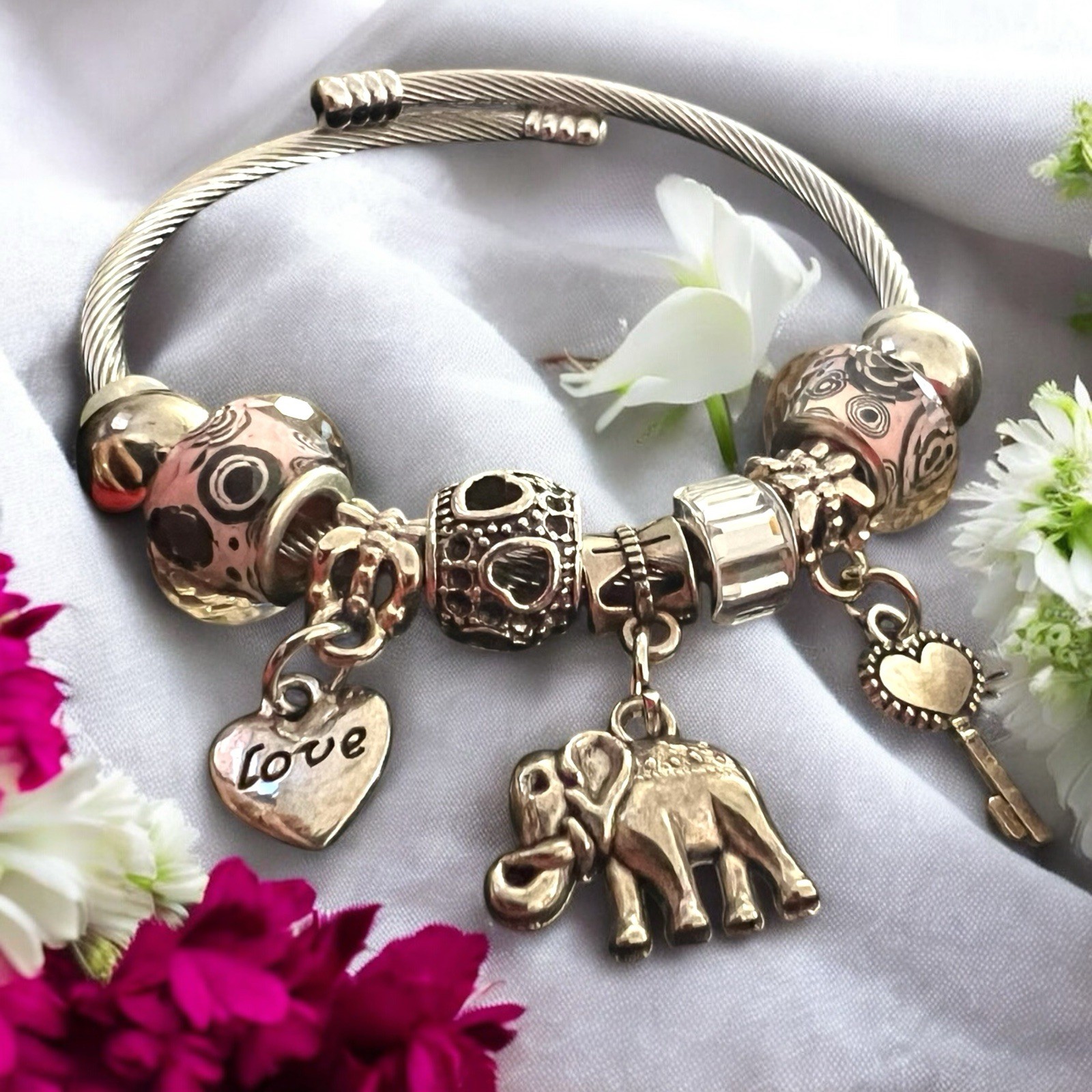 Cable Flex Bangle Adjustable Stainless Steel Silv… - image 6