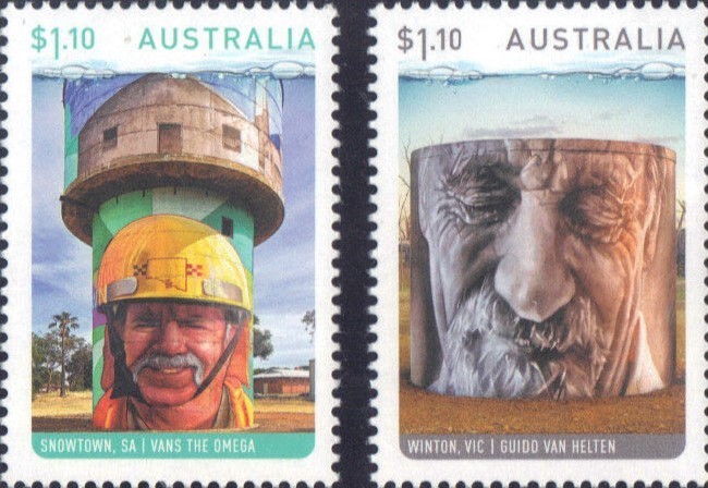 Fire / Australia - Water Tower Art - 2 Local Firefighters