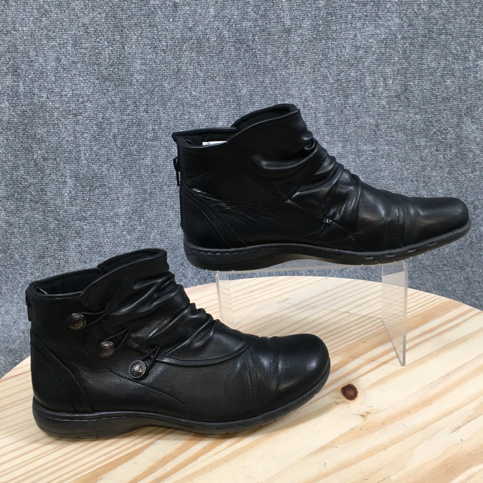 Rockport Cobb Hill Pandora Boots Womens 8.5W Wide Black Leather Ankle Bootie