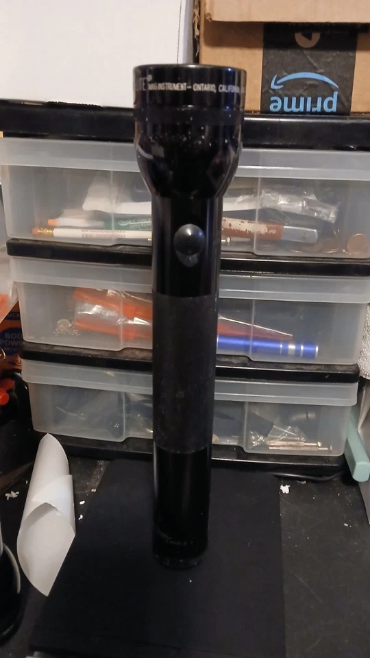 Linterna Mag-Lite De Colección 12 1/4" Celda 3D Negra Probada Y Funciona Foto 3 de 4