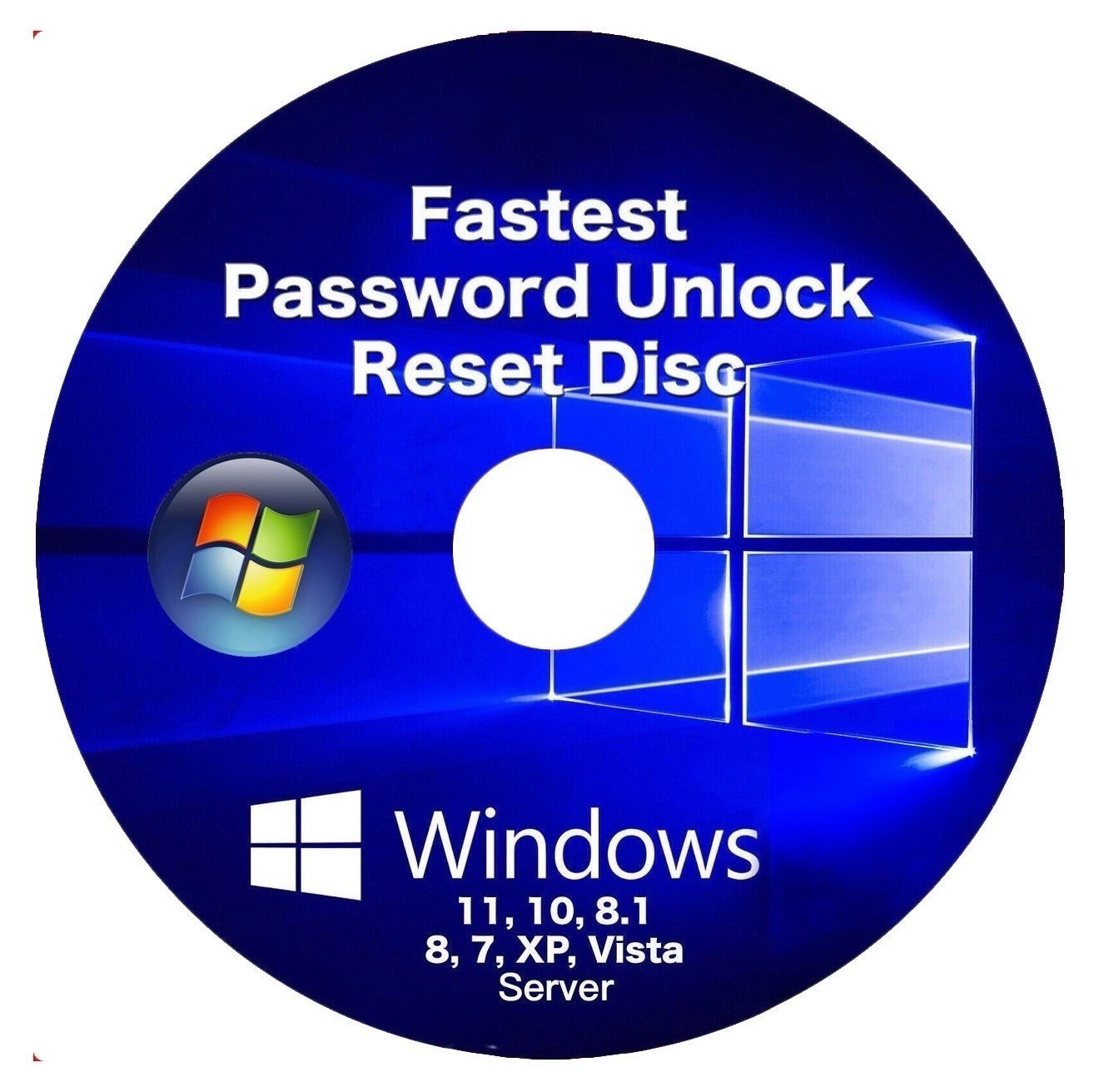 Windows Instant Password Reset Disc for Win 11, 10, 8.5, 8, 7, XP, Vista, Server
