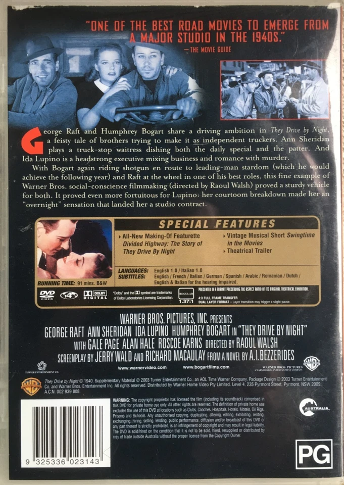 They Drive by Night (Classic 1940 Humphrey Bogart, Ida Lupino) DVD AS NEW - image 2 of 3