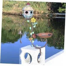 Deck Bird Bath, Metal Bird Bath and Bird Houses, Decorative Deck multicolor-C