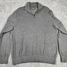 Banana Republic Sweater Mens XL Gray 1/4 Zip Merino Wool Pullover Mock Neck