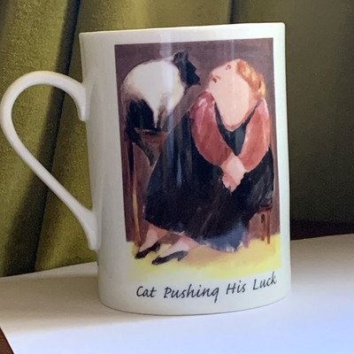 Erika Oller ''Cat Pushing His Luck'' Funny Siamese Cat Mug in Excellent condition