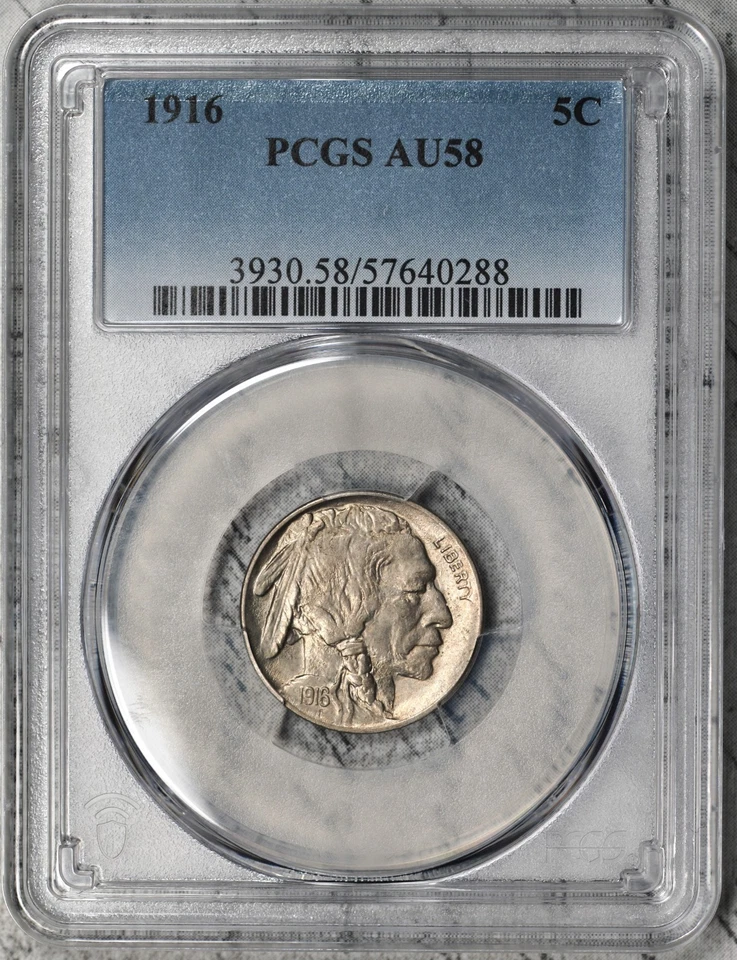 1916-P Buffalo Nickel PCGS AU58 Everyman Early Date! #EKQ9 - Image 3 of 3