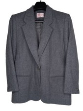 Vtg. Pendleton Women's Size 12 Petite Gray 100 Virgin Wool Lined Blazer Jacket