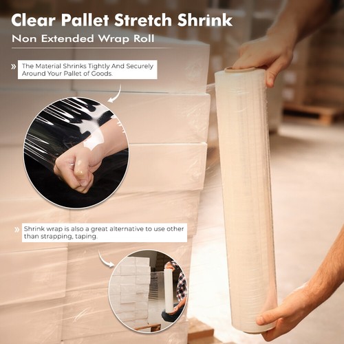 12 x Pallet Shrink Wrapping Roll Clear Stretch Cling Film 500 mm x 250 m 17 mu - Picture 3 of 7
