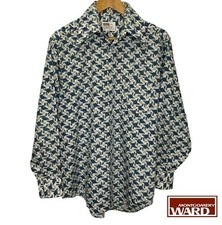 VTG 70s Montgomery Ward Retro/Disco Shirt Sz Large Mens Button Up, L/S, Abstract
