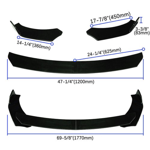 Fits Acura RSX DC5 Front Bumper Lip Splitter Spoiler + Side Skirts + Strut Rods - Picture 3 of 11