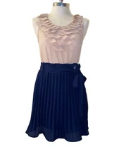 Charming Charlie Casual Elegant Dress size M  beige and blue