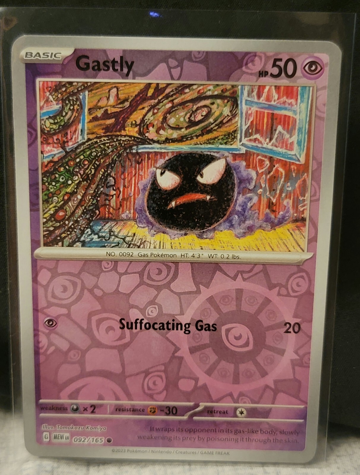 Pokemon TCG Card Gastly 092/165 Scarlet & Violet 151 Rare Reverse Holo NM