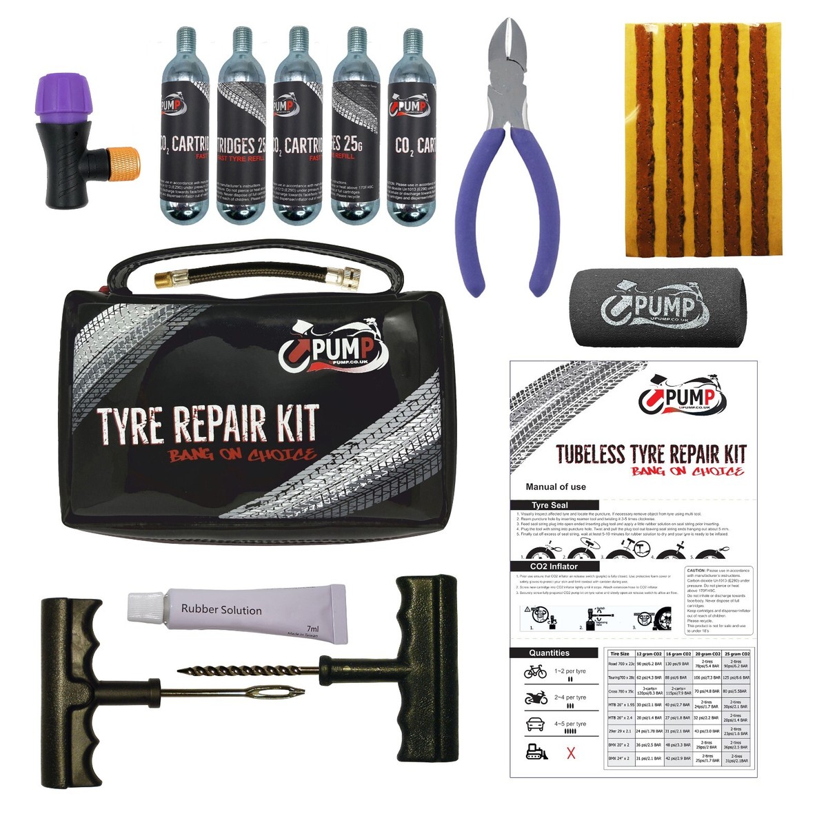 UNIVERSAL MOTORCYCLE ATV MOPED CAR MOTORBIKE PUNCTURE TYRE REPAIR - Main Image