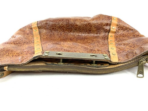 Patricia Nash Brown Embossed Leather Crossbody Shoulder Bag Bronze Turn Locks - Picture 9 of 12