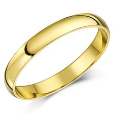 9ct Yellow Gold Ring Light D Shaped Wedding Ring Band (Solid & Hallmarked)