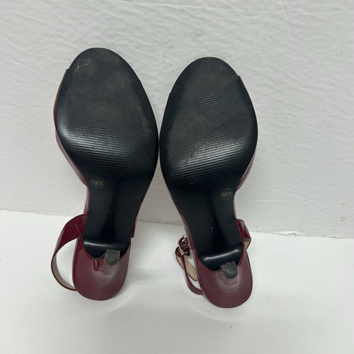 BCBGeneration Stiletto Strappy Heels Peep Toe 7.5 Burgundy Red Office Career EUC - Picture 6 of 9