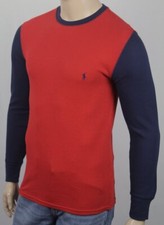 Polo Ralph Lauren Red Crewneck Waffle Thermal Sleep Shirt Navy Blue Pony NWT