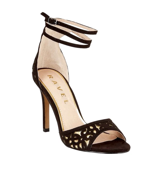 Ravel Ladies Monterey UK 5 to 8 Black Gold High Heel Stiletto