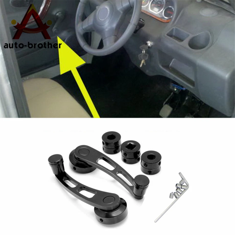 Perillas de aluminio con manivela de vidrio para bobinadora de ventana de automóvil universal de metal azul 2 piezas Foto 3 de 4