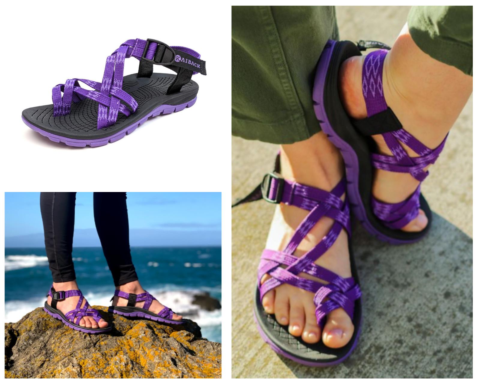 Sandalia de senderismo Kaiback Sierra con tiras para mujer | Linda comodidad informal con banda de rodadura