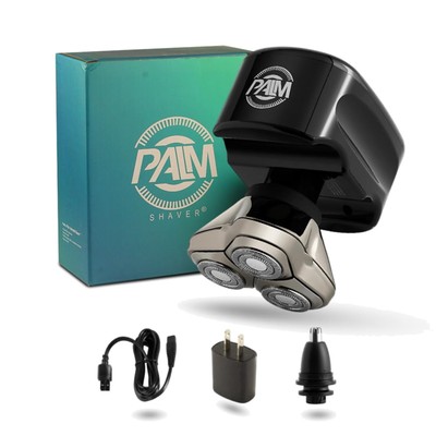 Ergonomic Cordless Palm Shaver for Bald Heads, Waterproof with Trimmer Attach...
