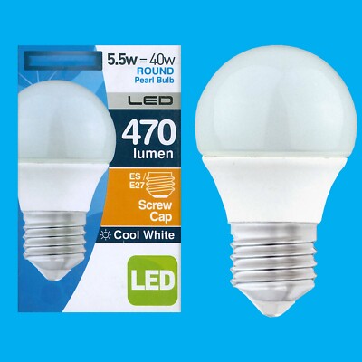 4x 5,5W = 40W LED Pearl Rund Glühbirnen ES E27 Lampe 4000K Kaltweiß