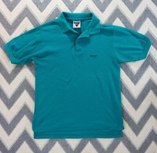 Le Tigre Mens Polo Shirt S Teal Short Sleeve Made in USA Embroidered Logo Collar