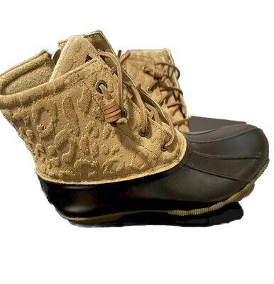 Animal Print Embossed Leather, Waterproof Duck Shoes Boat Shoes Boots 7M no  box