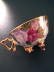 BUTTERFLY HANDLED TEA CUP W/ FEET & SAUCER W/OPEN  BUTTERFLIES, COLORED FLOWERS — photo 6