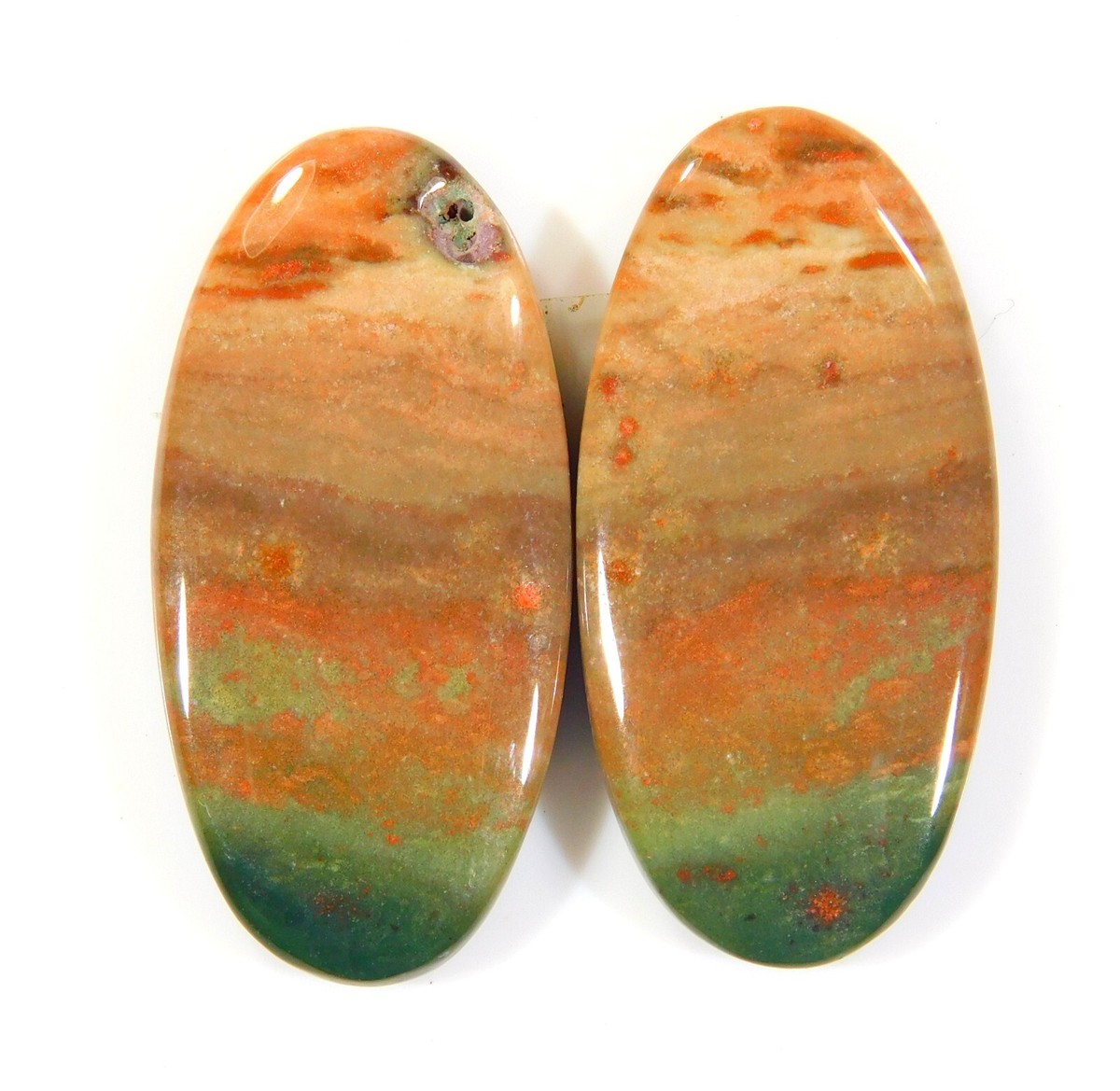 ✨希少✨ TOPCON COPAL 28 Ct Top Natural Bloodstone Pair Oval Cabochon Gemstone Jewelry