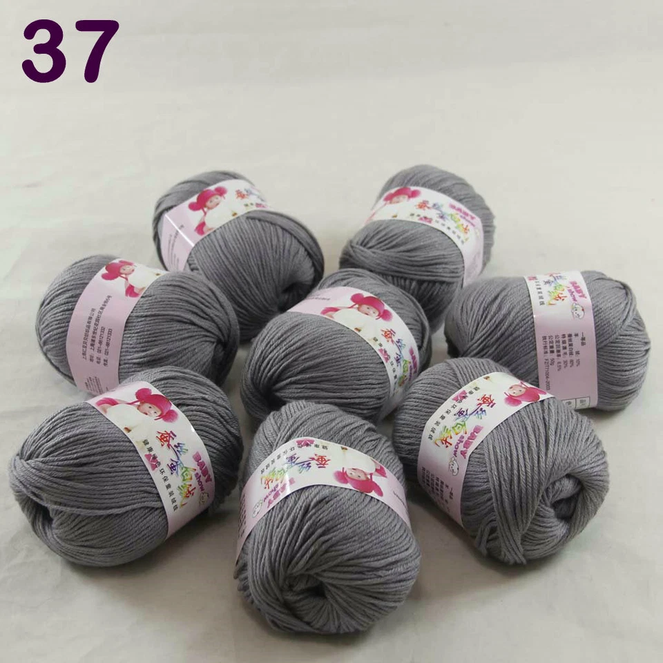 Sale New 8 Balls x 50gr Cashmere Silk Wool Hand Knit Wrap Shawls Crochet Yarn 37 - Image 4 of 4