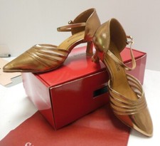 Stephanie Ballroom Shoes 5022-52 Bronze Ladies size 8M 2" heel easy buckle