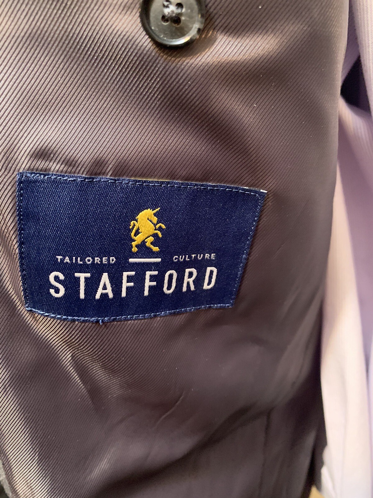 Stafford Men’s 42R Blazer Gray Solid 3 Button Wool Blend